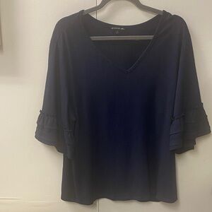 Dark Blue Top with Ruffle Sleeves